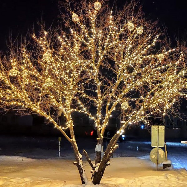 Комплект для подсветки деревьев: 100м клип-лайта + гирлянда с шарами 18см