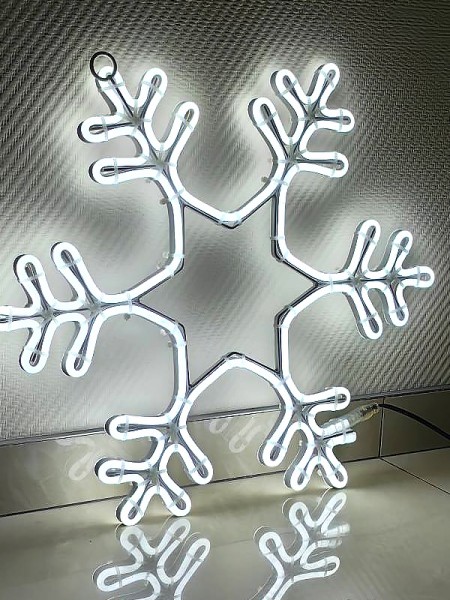 Светодиодная фигура "Снежинка" 56х56 см. Белая. Двусторонняя из гибкого неона