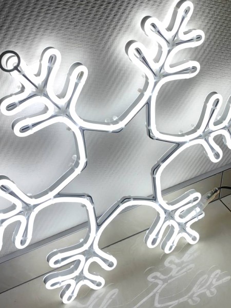 Светодиодная фигура "Снежинка" 56х56 см. Белая. Двусторонняя из гибкого неона