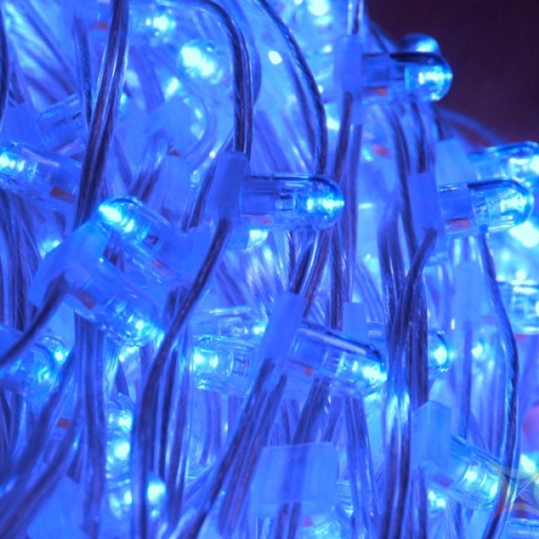 Светодиодная гирлянда - клип-лайт для оформления деревьев с флеш-эффектом - синяя