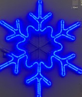 Светодиодная фигура "Снежинка" 67х54 см. Синяя. Двусторонняя из гибкого неона