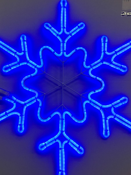 Светодиодный двухсторонний неоновый мотив "Снежинка" 67х54 см. Синяя