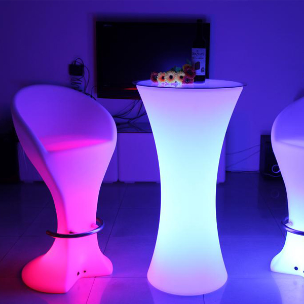 LED столик презентационный для коктейля, фуршетный, 580*580*1100мм, RGB, беспроводной
