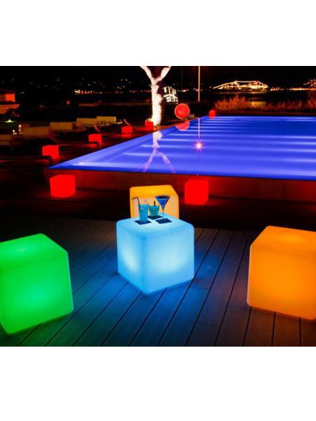 Стол-табурет "Куб", 430*430мм, RGB, беспроводной