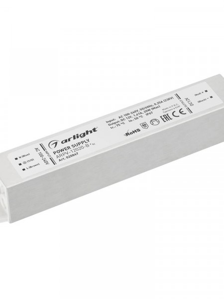 Блок питания ARPV-12020-B (12V, 1.7A, 20W) (Arlight, IP67 Металл)