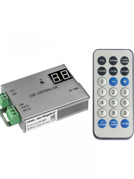 Контроллер Arlight для лент "Бегущий огонь" HX-805(2048 pix, 5-24V, SD-card, ПДУ)